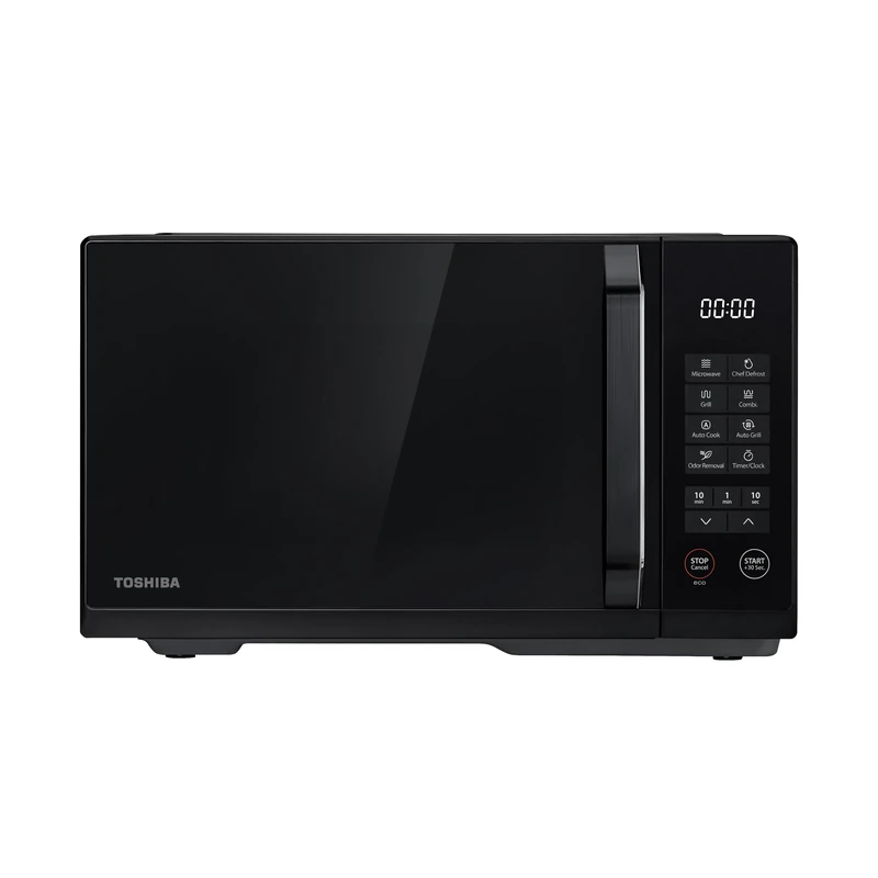 Toshiba 23L Black Mirror Digital Grill Microwave Oven, 900W Microwave with 1000W Grill, Combination Cooking with 11 Power Levels, Auto Menus, Chef Defrost, Timer, Mirrored Front, MW3-EG23PFI(MB)