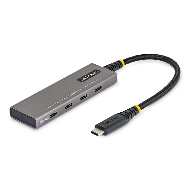 StarTech 4-Port USB-C Hub, 10Gbps, 100W PD Charging, 4x USB-C Ports, Overcurrent Protection, PCR Aluminum, For MacBook/Dell/ThinkPad/HP/iPad/Tablet