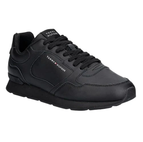 Tommy Hilfiger Men Light EVA Runner LEATHERFM0FM05906 Low Top, Black, 6.5