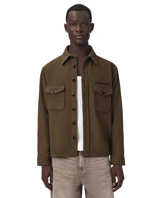 AllSaints Palermo LS Shirt Khaki Green