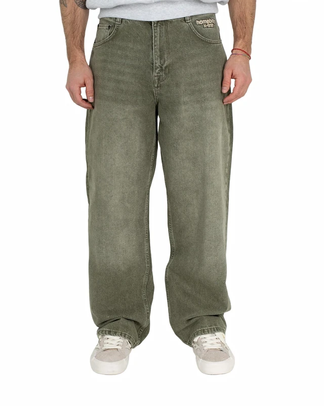 Homeboy Unisex x-tra Baggy Dye Denim Pants, Washed Green, 26 L32