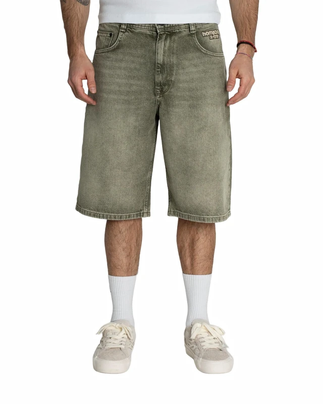 Homeboy Unisex x-tra Baggy Dye Denim Shorts, Washed Green, 30