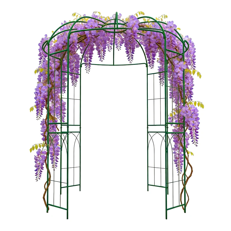 Relaxdays Iron Rose Pavilion, HxWxD 275x211x211 cm, climbing plant support, walk-in trellis, dark green