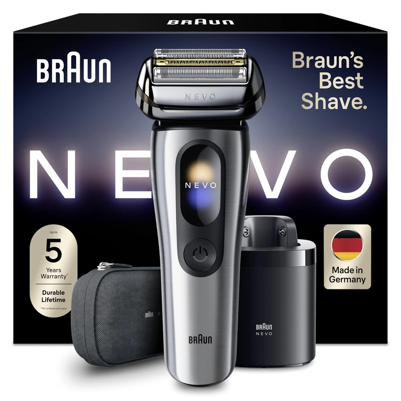 Braun NEVO Men’s Electric Shaver for A No Compromise Shave, Silver