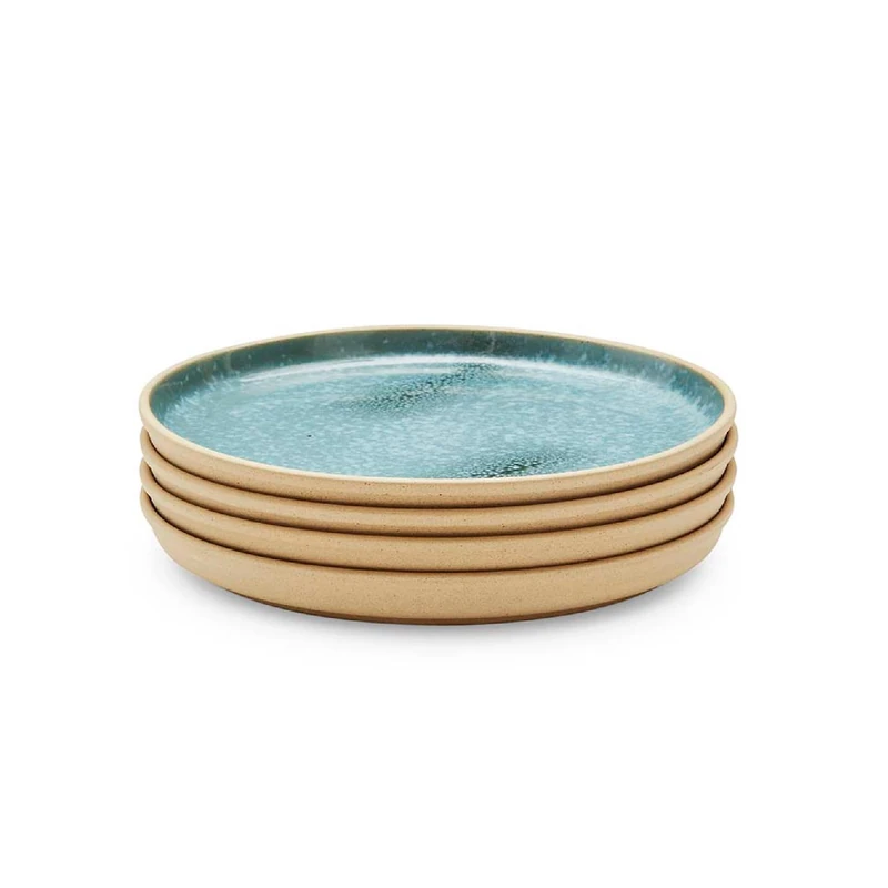 Portmeirion x Minerals 4-Piece Jade Side Plate Set (20cm) – Green Reactive Glaze Stoneware Plates for Starters, Desserts and Modern Everyday Tableware