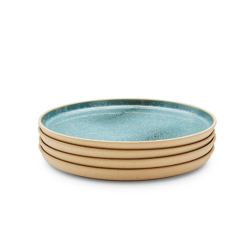 Portmeirion x Minerals 4-Piece Jade Dinner Plate Set (26.5cm) – Green Reactive Glaze Stoneware Plates for Main Courses, Modern Everyday Tableware