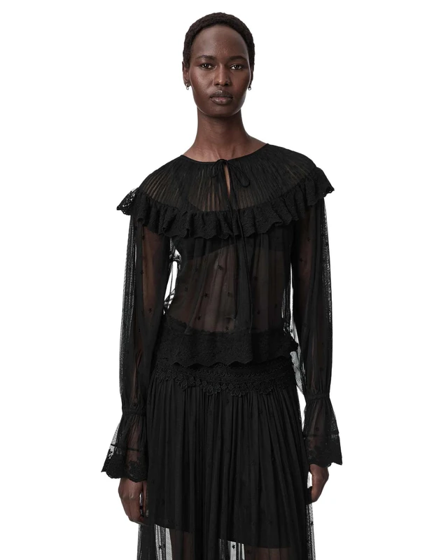 AllSaints Trixie LACE TOP Jet Black