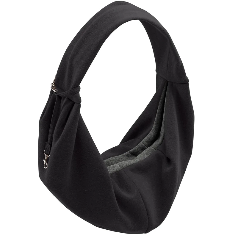 Hunter LOS Angeles Carry Bag for Puppies, Small Dogs and Cats up to 8 kg, Ergonomic Shape, with Carabiner, Soft Cotton/Polyester Fabric, Washable, Colour: Black, Size: 60 x 30 cm