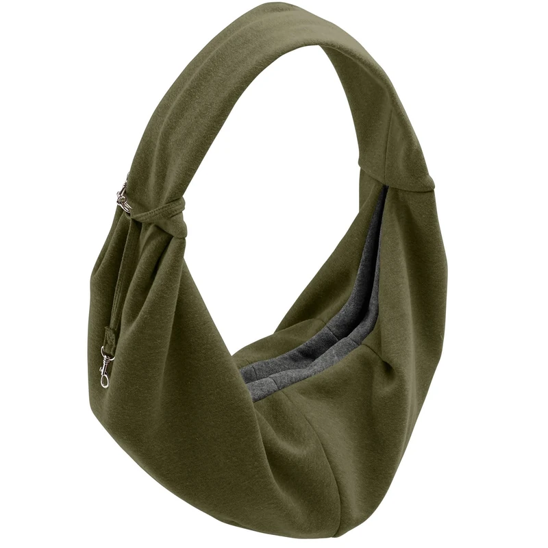 Hunter LOS Angeles Carry Bag for Puppies, Small Dogs and Cats up to 8 kg, Ergonomic Shape, with Carabiner, Soft Cotton/Polyester Fabric, Washable, Colour: Green, Size: 60 x 30 cm