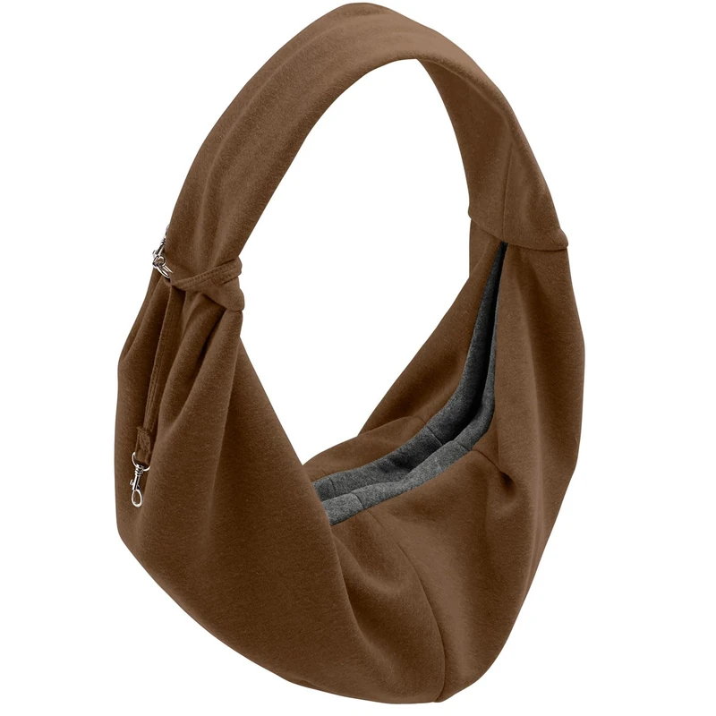 Hunter LOS Angeles Carry Bag for Puppies, Small Dogs and Cats up to 8 kg, Ergonomic Shape, with Carabiner, Soft Cotton/Polyester Fabric, Washable, Colour: Brown, Size: 60 x 30 cm - Image 1