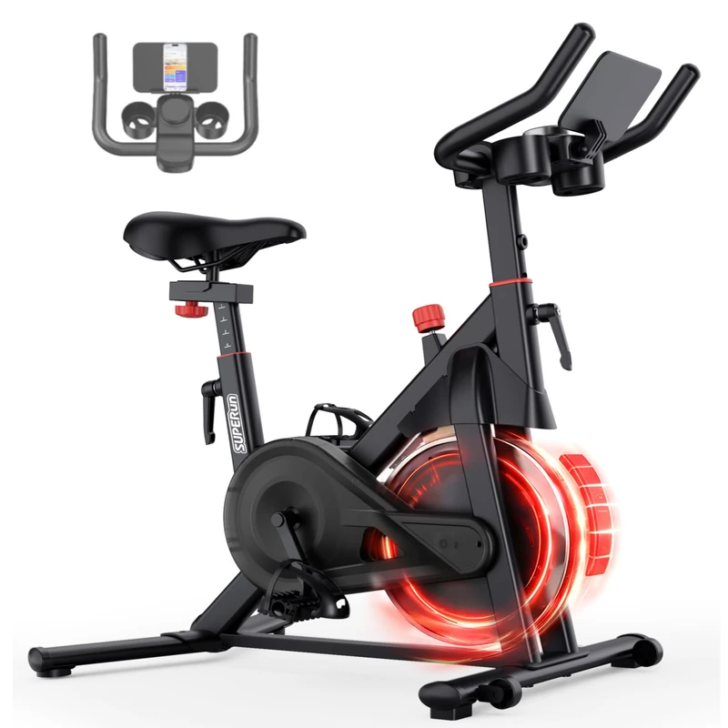 Superun Exercise Bikes for Home Use Spinning Bike with Adjustable Magnetic Resistance, Stationary Bike with LCD Display and APP, 136 kg Weight Capacity UK Stock Fast Door to Door Delivery