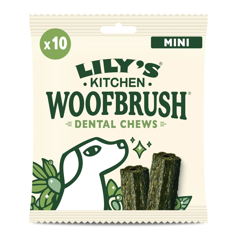 Lily’s Kitchen Mini Woofbrush Dental Chews, 8x Packs (130g), for Adult & Senior Dogs, for Small Dogs, Grain-Free Recipe, With Natural Ingredients, Dog Dental Multipack, Dog Dental Treats Daily