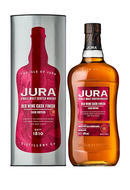 Jura Red Wine Cask Edition Single Malt Scotch Whisky 1L | Fruity and Balanced 40% vol | More than a Whisky, made by a Scottish Island Community | A Richly Fruity and Fresh Single Malt