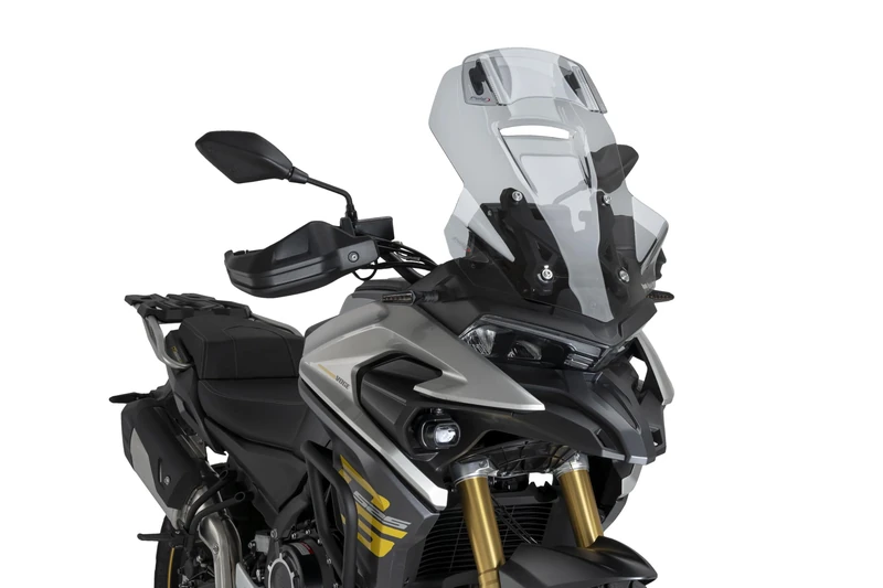 Puig 22458H Touring Screen with tall aerodynamic visor in high-impact acrylic with adjustable visor improving protection and riding comfort, Smoke