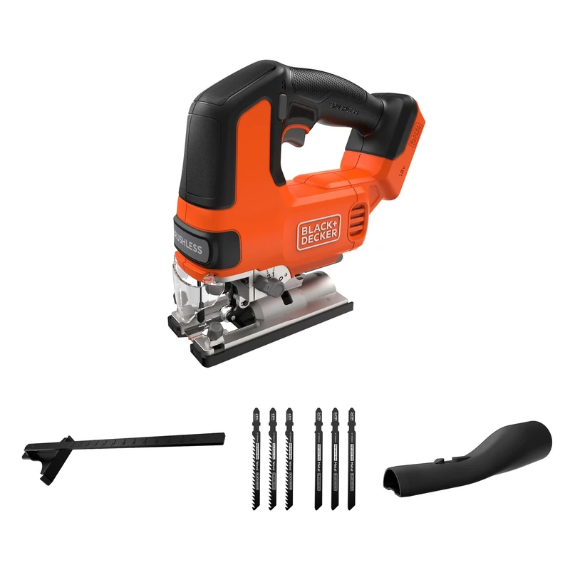 BLACK+DECKER Brushless Cordless Jigsaw, Bare Unit 18V Jigsaw Tool Only, with 6 Blades, Battery Not Included, BLCJS78NZ-XJ - Image 1