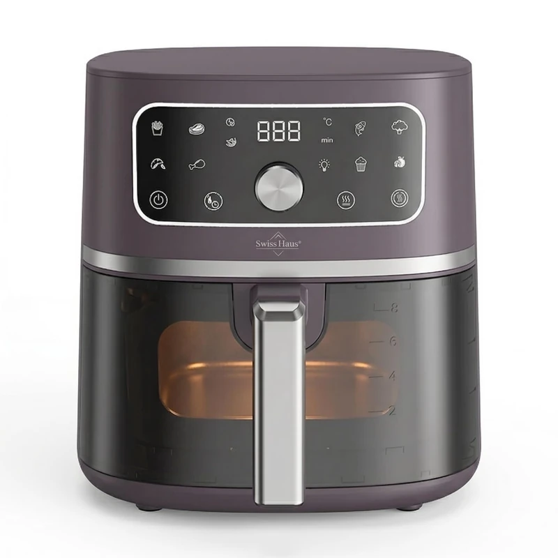 SWISS HAUS - Lake Geneva Collection Digital Hot Air Fryer - Viewing Window, 8 Programs, Intuitive Wheel, 1500W - 4.75 L - Taupe Purple SH-AF1805 - Image 1