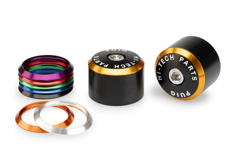 Puig 22746N Balance Bar Ends in machined aluminum with interchangeable ring system for vibration reduction and customization, Black