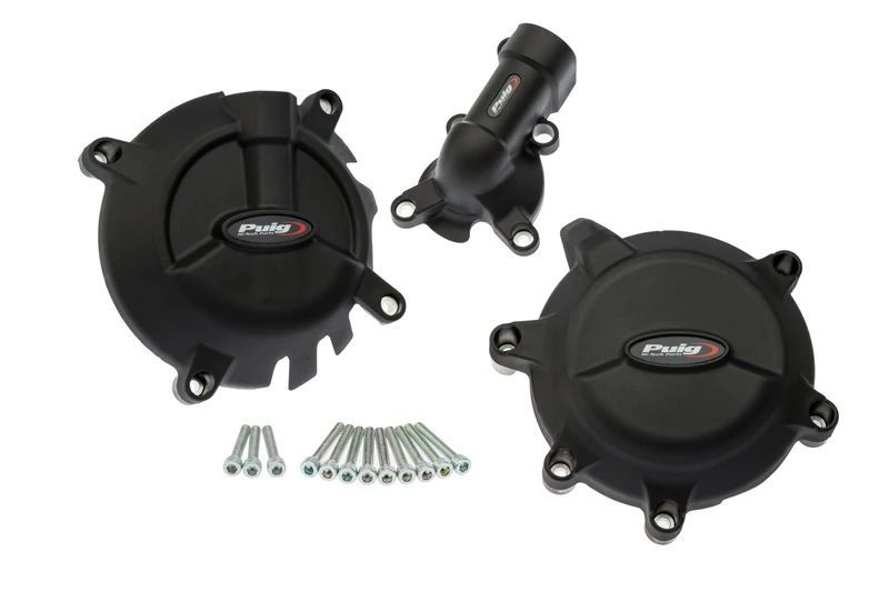 Puig 22347N Engine Protective Covers in high-resistance thermoplastic polymer for protection against impacts and wear, Black