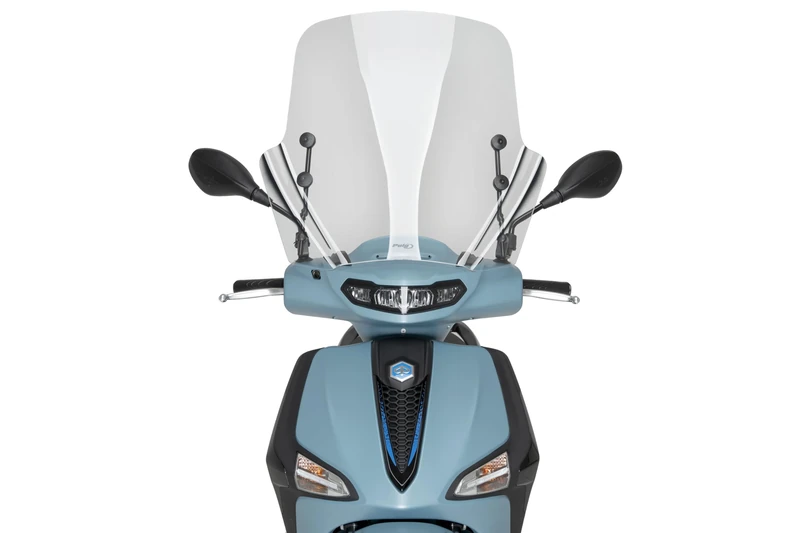 Puig 22768W T.X. in high-resistance PMMA with aerodynamic design for urban scooter protection, Clear