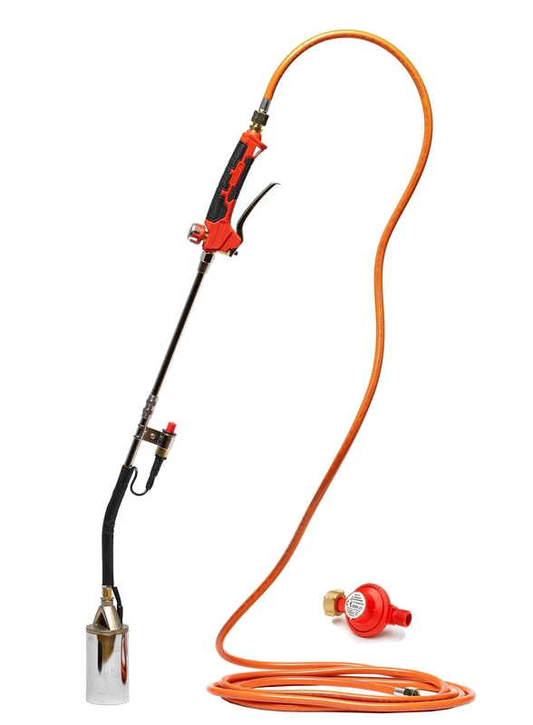 ROTHENBERGER Industrial 2-Part Glow Burner with Piezo Ignition, 5m Propane Hose and 4 Bar Regulator - for Weeding, Bitumen and Buckling Works