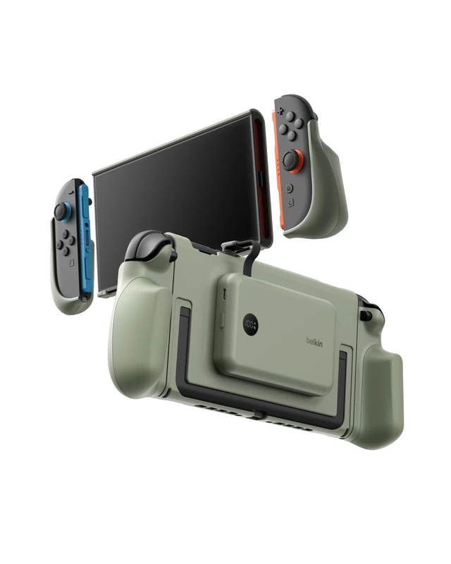 Belkin Gaming Charging Grip for Nintendo Switch 2 (2025), 30W Power Bank, Magnetic Removable Charger, Kickstand Compatible, Ergonomic Non Slip Handle, Digital Battery Display