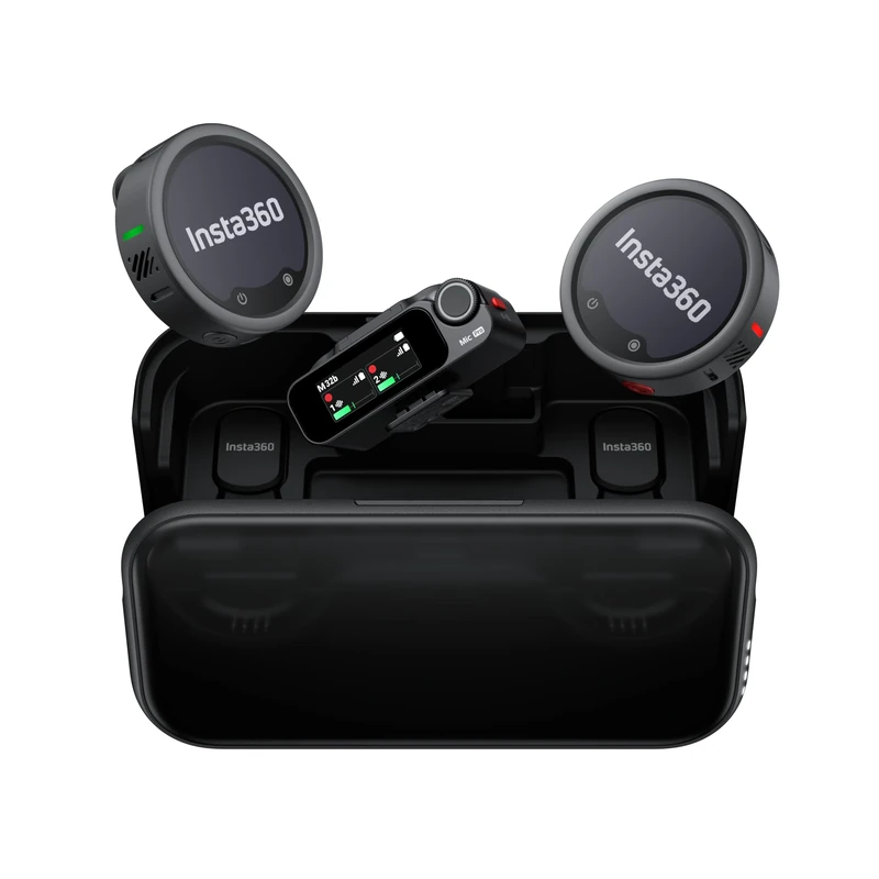 Insta360 Mic Pro (2x Transmittor + 1 Receiver) - Advanced Wireless 400M Mic with Customisable E-Ink Display