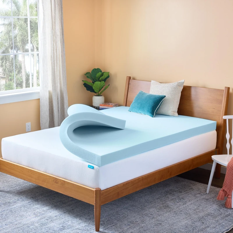 Linenspa Memory Foam Mattress Topper, King Size - 4 Inch Gel Infused Memory Foam - Plush Feel - Cooling and Pressure Relieving - CertiPUR Certified