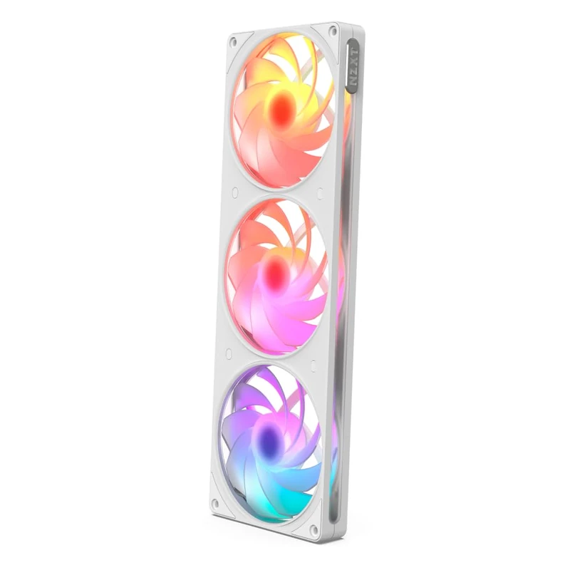 NZXT F360 RGB Reverse Single-Frame Fan - 3x 120mm Reverse-Blade PWM PC Case Fans - Vibrant RGB Lighting - Fluid Dynamic Bearing CAM Compatible - White
