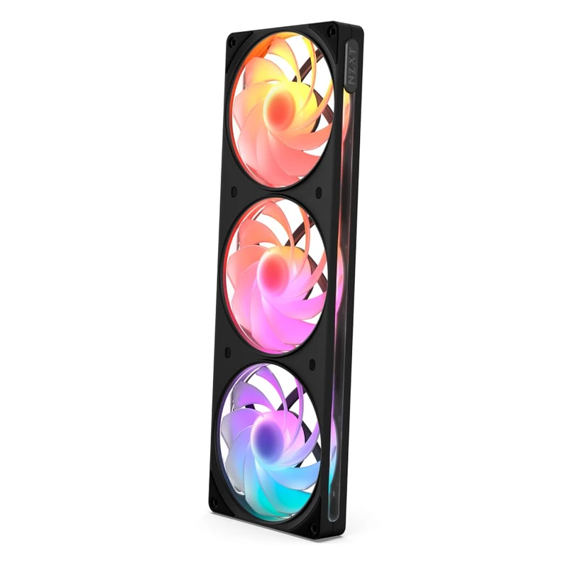 NZXT F360 RGB Reverse Single-Frame Fan - 3x 120mm Reverse-Blade PWM PC Case Fans - Vibrant RGB Lighting - Fluid Dynamic Bearing CAM Compatible - Black