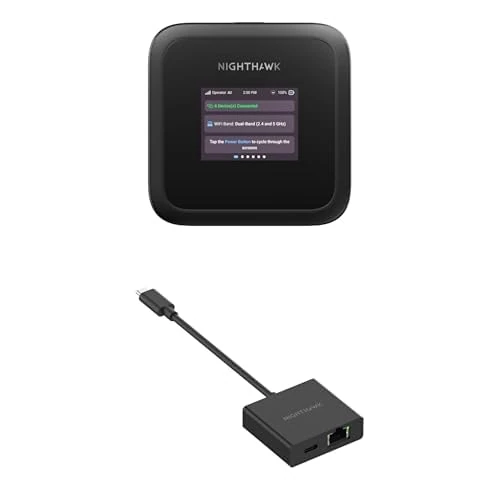 NETGEAR Nighthawk M3 – 5G Mobile Router with WiFi 6, up to 2.5Gbps - Sim Slot Unlocked - 5G & 4G MiFi - AX3600 WiFi 6, up to 32 Devices (MH3150) with adapter