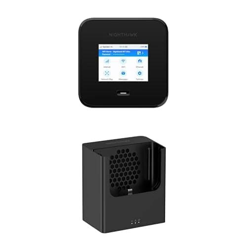 NETGEAR Nighthawk M7 Pro Mobile Hotspot Router 5G, Unlocked, International Roaming in 125 Countries, WiFi 7, Portable Device for Travel, 13 Hours Battery Life (MR7450) with Docking station