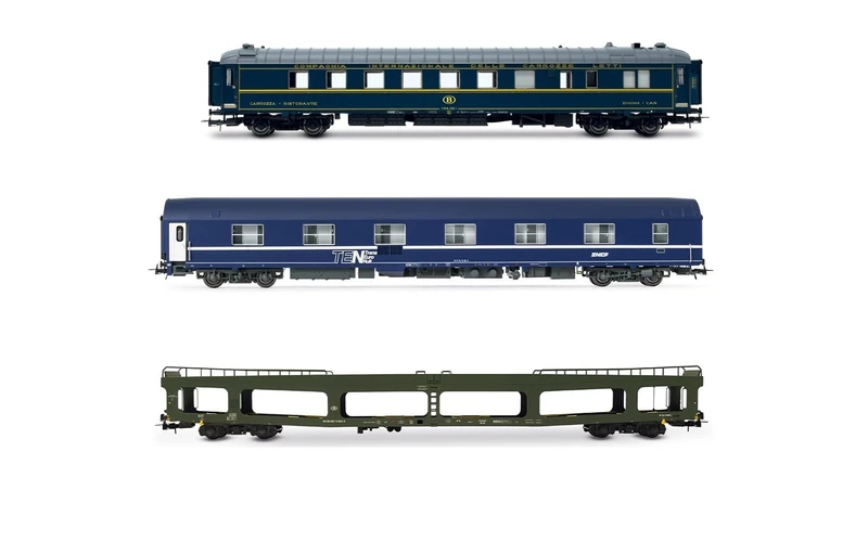 JOUEF HJ4207 SNCB/SNCF, "Train Auto-Couchette", WR ex CIWL SNCB + SNCF, WL T2 + DDm car transporter, ep. IV-V Railway 3x Coaches