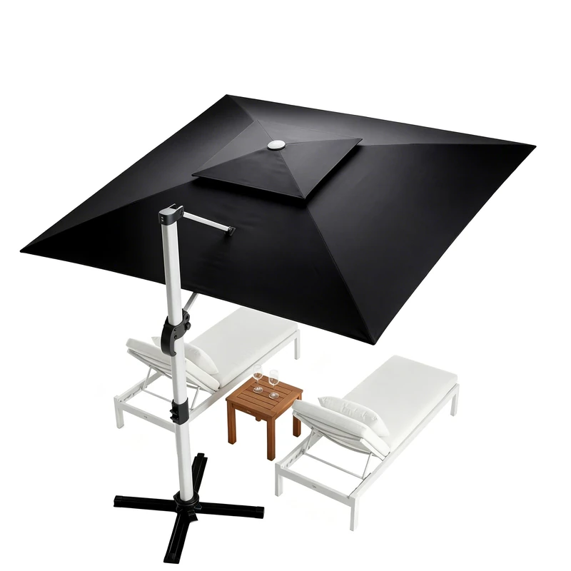 JUMMICO 400x300cm Cantilever Parasol with Crank Tilt, 360° Rotation, UV Protection Waterproof, Aluminium Frame with 8 Ribs, Outdoor Garden Umbrella for Patio, Lawn Terrace, Grey