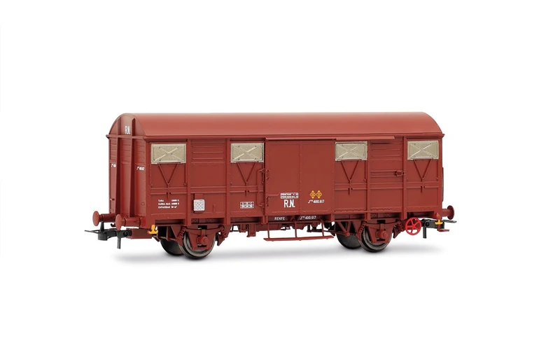 Electrotren HE6097 RENFE, 2-axle J2 wagon, oxid red livery, with rear lights, ep. III-IV Railway Wagons