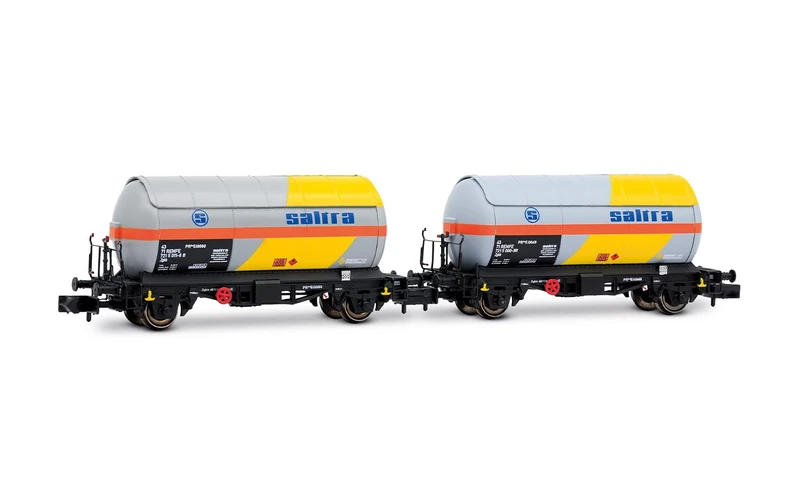 ARNOLD HN6721 RENFE, 2-unit pack 2-axle PR tank wagons, "Saltra", yellow and grey livery, ep. IV-V Railway Wagons