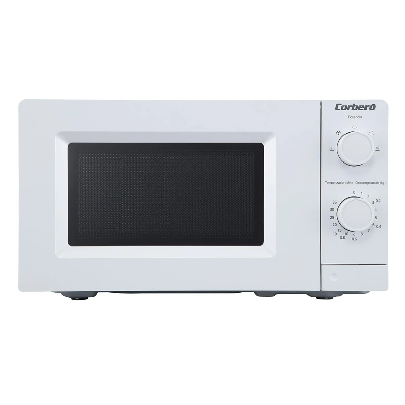 Corberó – Microwave White Series | CMICM250W | 19.5 L | 700 W | 5 Power Levels | Defrost Function | Push Button | Timer 35 min | Rotating Plate 24.5 cm | White