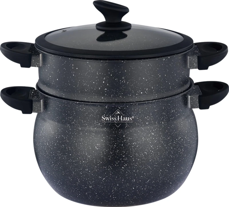 Swiss Haus - Lausanne Collection SH-CCP24M Couscous Maker - Suitable for All Heat Sources Including Induction - Sapphire™ Non-Stick Ceramic Coating - Ø24cm 9L - Silicone lid with Tapered Body - Image 1
