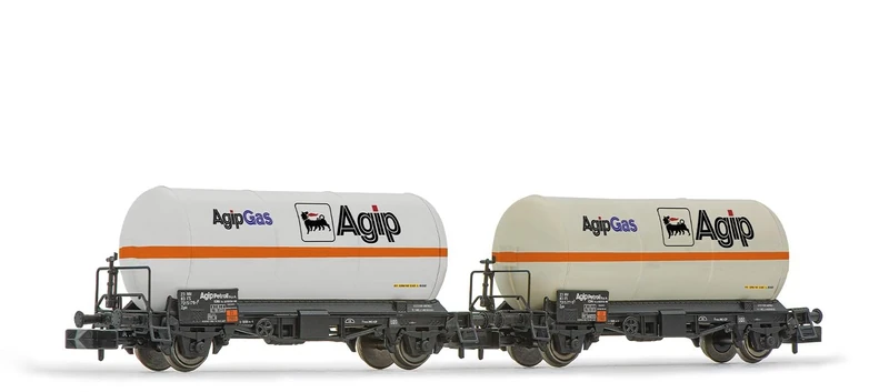 ARNOLD HN6693 FS, 2-unit pack 2-axle gas tank wagons, "Agipgas", white livery, ep. IV Railway Wagons