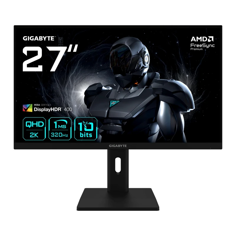 Gigabyte G27Q3 27” 2K QHD Gaming Monitor - 2560 x 1440, 320Hz, 1ms, 350 cd/m², FreeSync Premium, Display HDR400, HDMI 2.0, Displayport 1.4