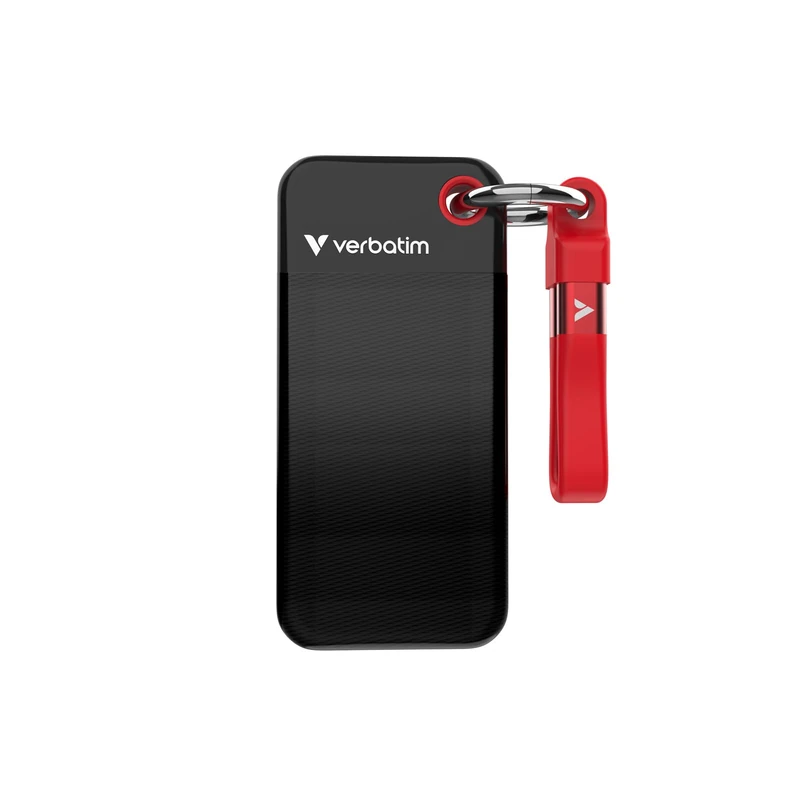 Verbatim Pocket SSD 256GB External SSD USB 3.2 Gen 2, up to 1000MB/s Read & Write Portable Hard Drive for PC, Mac & Console, Black/Red - Image 1