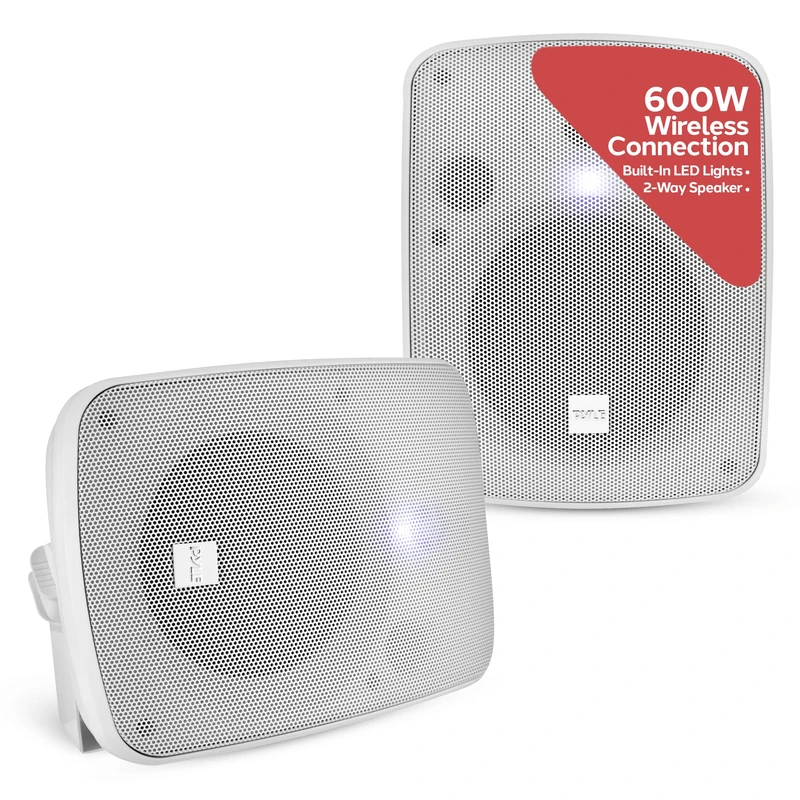 Outdoor Waterproof Wireless Bluetooth Speaker - 5.25 Inch Pair 2-way Weatherproof Wall/Ceiling Mounted Dual Speakers w/Heavy Duty Grill, Universal Mount, Patio, Indoor Use