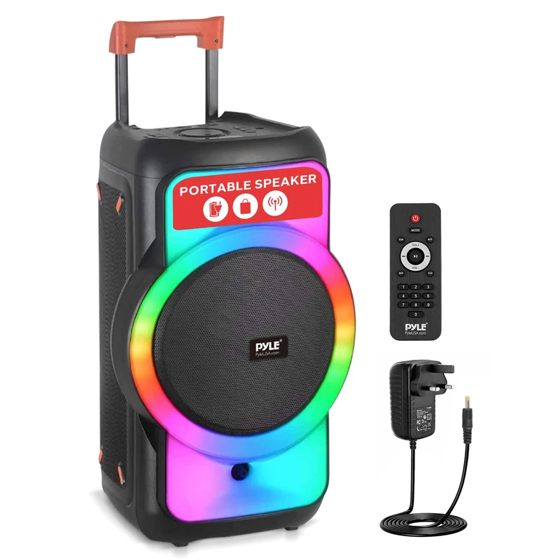 Pyle Bluetooth PA System – 160W Portable Party Speaker with Rechargeable Battery, Mic Inputs & LED Lights, Powerful Bass & Clear Treble for Karaoke, Events, Fitness, Classes, Outdoor Gatherings