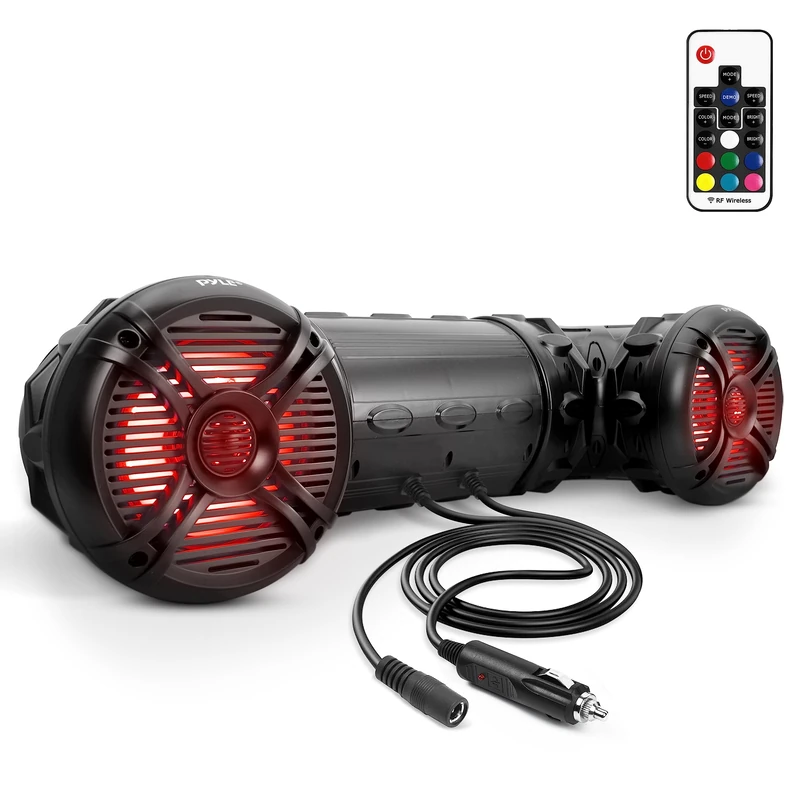 Pyle Bluetooth Speakers 800 Watt 6.5 Inch Amplified Sound System with Multi-Color LED Lights, Waterproof Marine Bluetooth Wireless Speakers with Weatherproof Design, Ideal for Outdoor and Vehicle Use