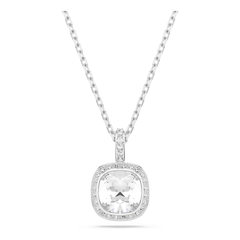 Swarovski Una Angelic Pendant, Cushion Cut, White, Rhodium Plated