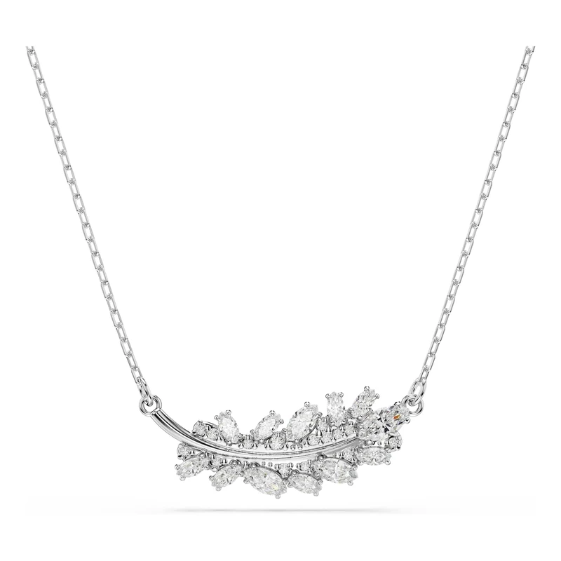 Swarovski Vienna Pendant, Mixed Cuts, Feather, White, Rhodium Plated