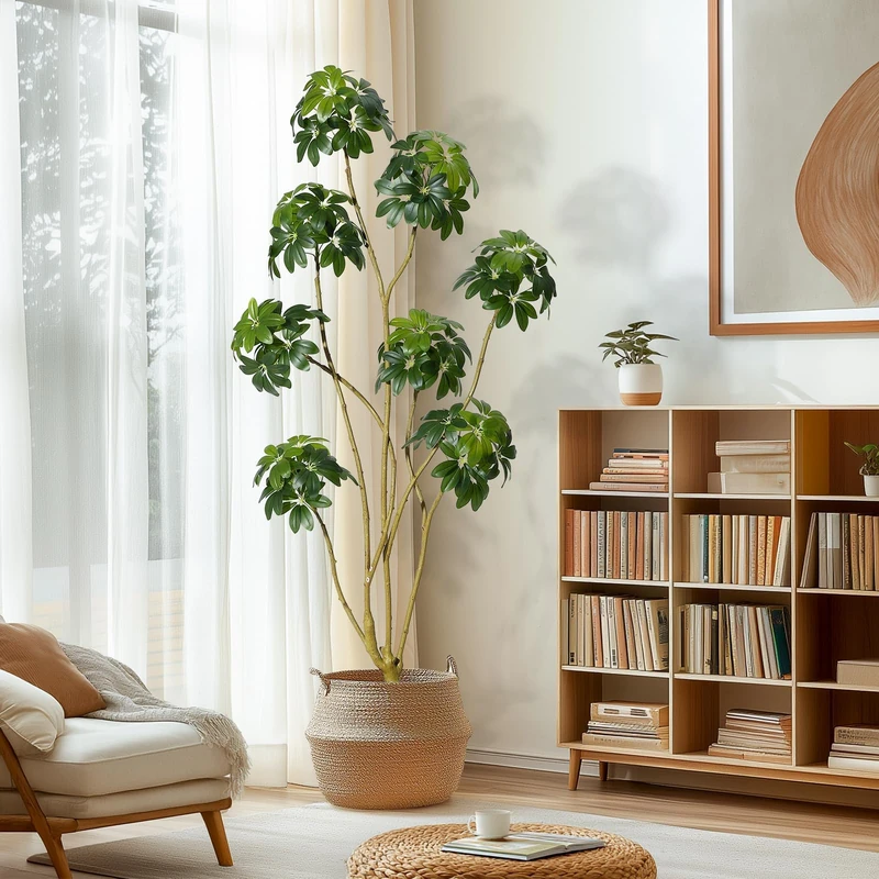 180 cm Large Realistic Artificial Plant, Indoor/Outdoor Artificial Tree with Pot, Moss, Multi Trunk & Foliage, Maintenance-Free, Decorative Fake Plant for Living Room, Office, Balcony, Entrance - Image 1
