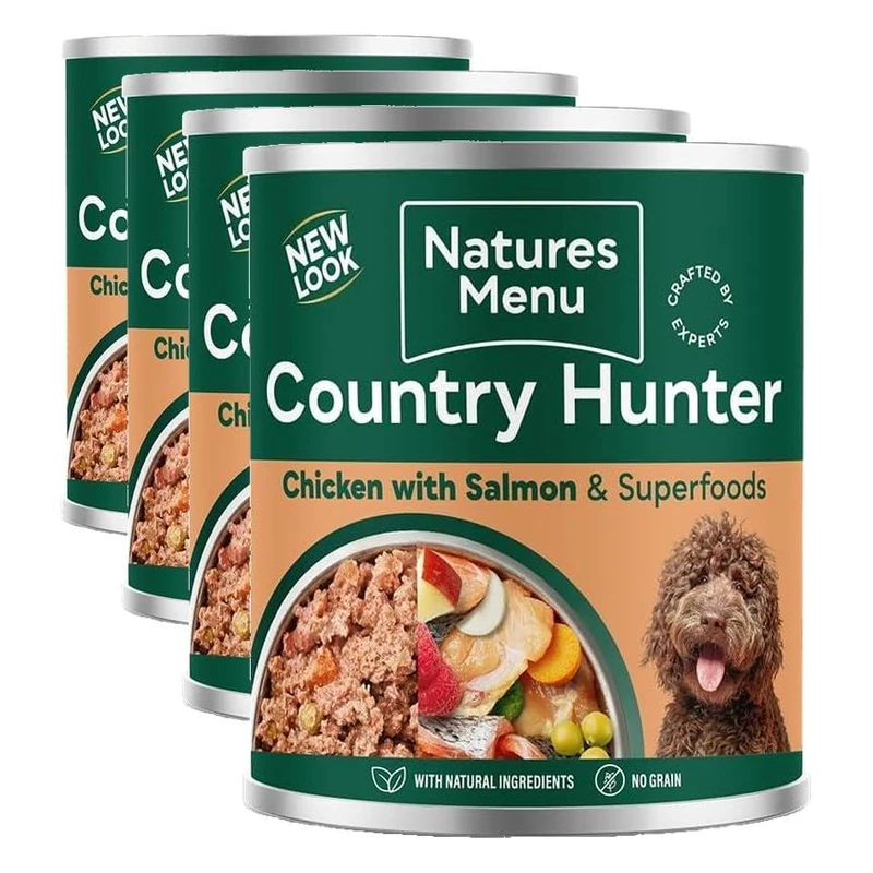 Natures Menu Country Hunter Dog Food Can Salmon with Chicken (6 x 600g) (Pack of 4)