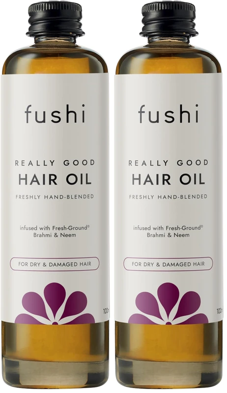 Fushi 100% Natural Hair Growth Oil with Brahmi, Argan & Avocado Oil - Hydrate & Repair with added Scalp Nourishing - Repairs & Strengthens Dry, Damaged and Thinning Hair 100ml (Pack of 2)