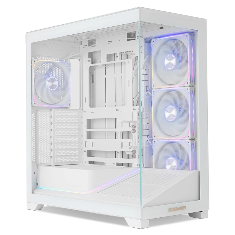 NOX Xtreme Products Hummer Blade – ATX/M-ATX/ITX Tower, Tempered Glass, 5 Pre-Installed 140mm ARGB Fans, Space for 8, ARGB Controller, USB 3.0 and USB-C, White - Image 1