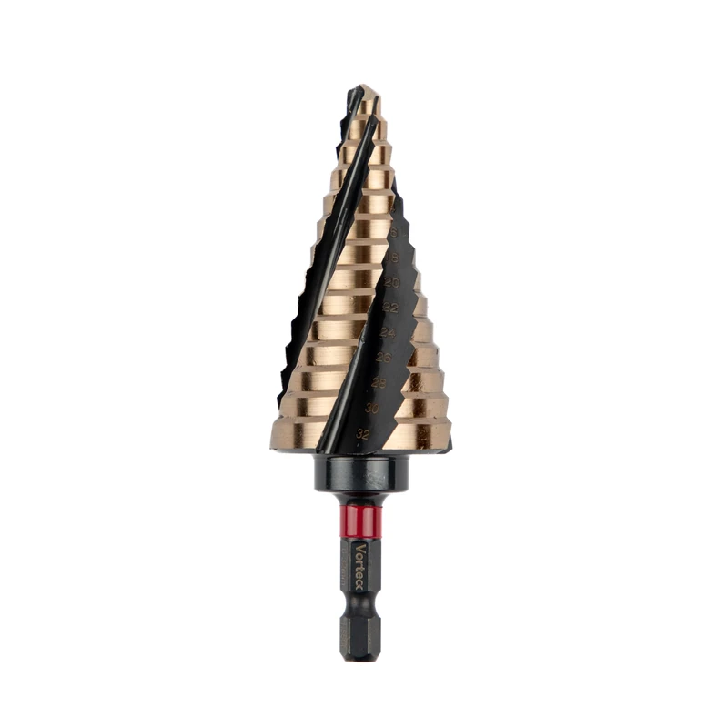 C.K Tools Vorteck HSS Cobalt Step Drill Bit 6-32mm, 5% Cobalt High Speed Steel, Hex Quick-Lock Shank for Stainless Steel, Brass and Sheet Metal Drilling, Deburring Tool for Installers, T3016 6-32